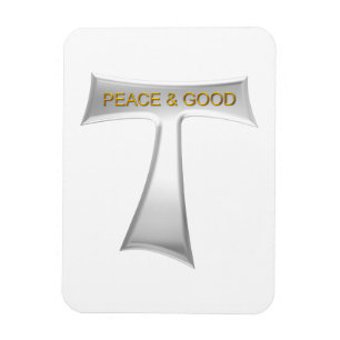 Imán Franciscan Tau Cross Peace y Good Silver & Gold