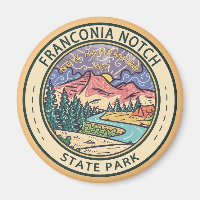 Imán Franconia Notch State Park New Hampshire Badge (Frente)