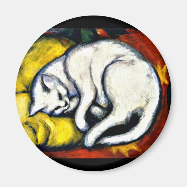 Imán Franz Marc - El gato blanco, pintura de arte fina, (Frente)