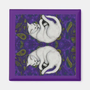 Imán Franz Marc, gato blanco durmiendo