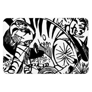 Imán Franz Marc - Tigre blanco y negro - Arte abstracto