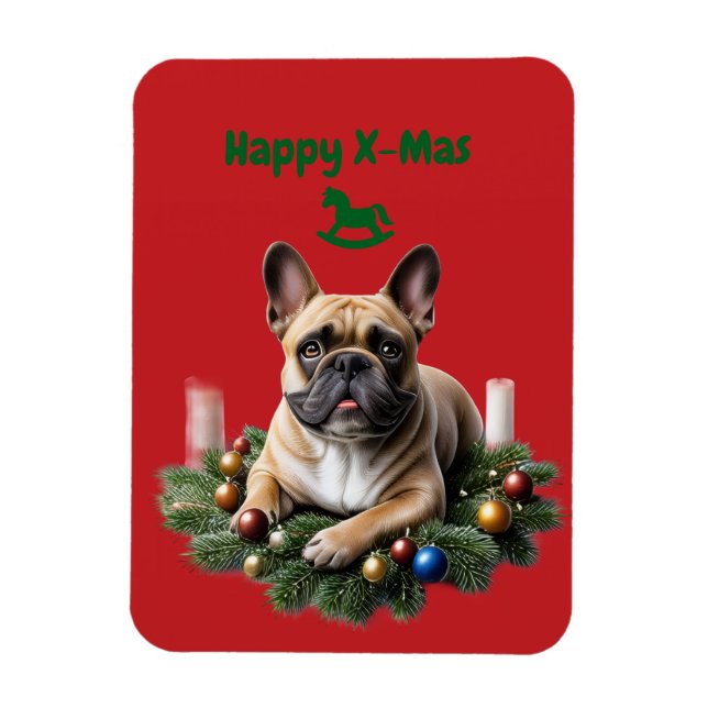 Imán Französische Bulldogge French Bulldog  Weihnachten (Vertical)