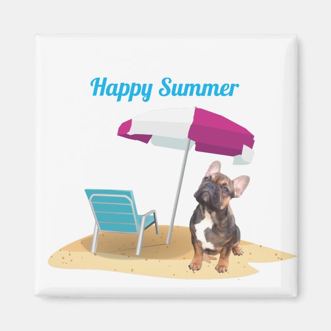 Imán  französische Bulldogge happy Summer Magnet (Frente)