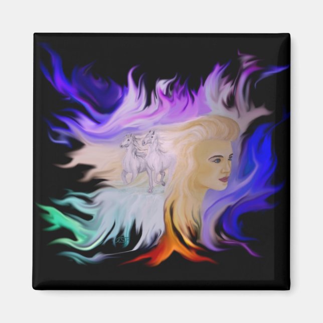 Imán Frau mit Pferd (Frente)