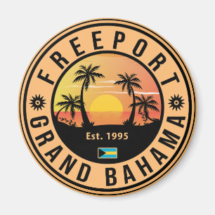 Imán Freeport Bahamas Retro Sunset Souvenirs 60