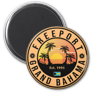 Imán Freeport Bahamas Retro Sunset Souvenirs 60