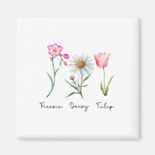 Imán Freesia Daisy Tulip Flor Sutil Tallo Naturaleza Re