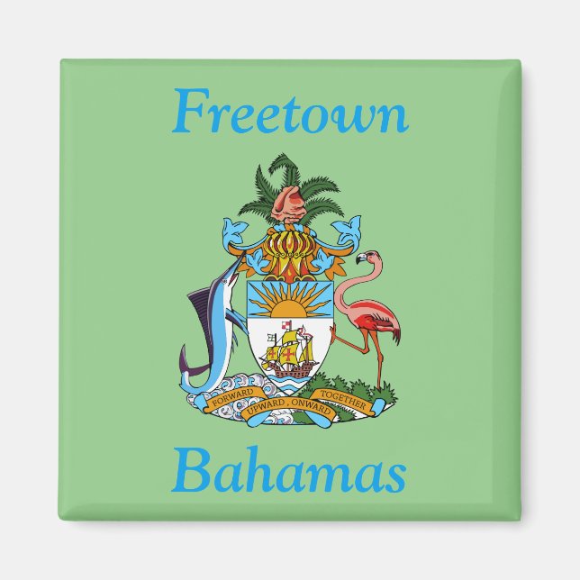 Imán Freetown, Bahamas con escudo de armas (Eleuthera) (Frente)