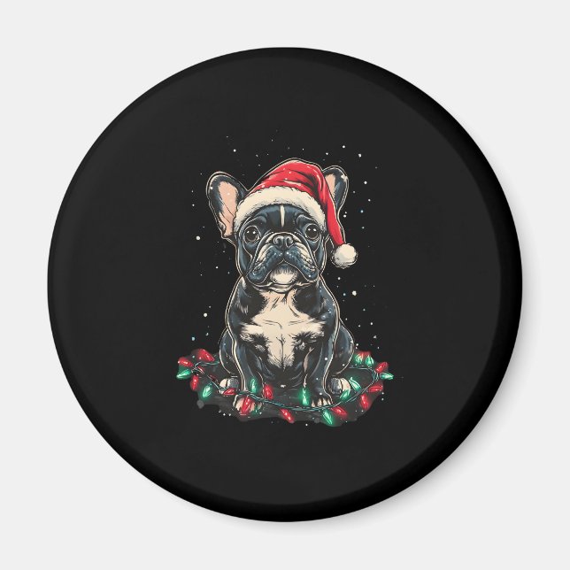 Imán French Bulldog Christmas Lights Xmas Dogs Gifts Me (Frente)