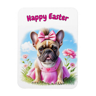 Imán French Bulldog Flowers Easter French Bulldog