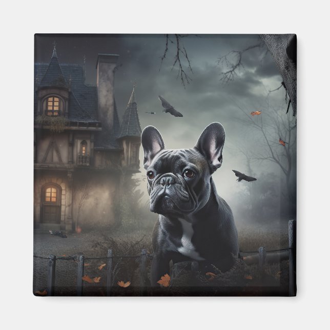 Imán French Bulldog Halloween Aterrador (Frente)
