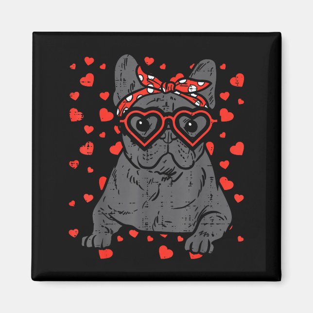 Imán French Bulldog Heart Gles Valentine Day Frenchie D (Frente)