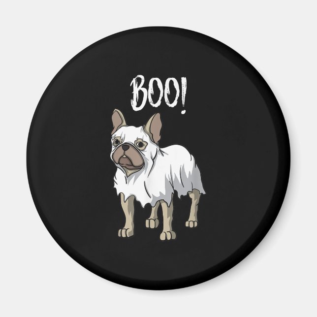 Imán Frenchie Ghost Costume Funny Bulldog Halloween (Frente)