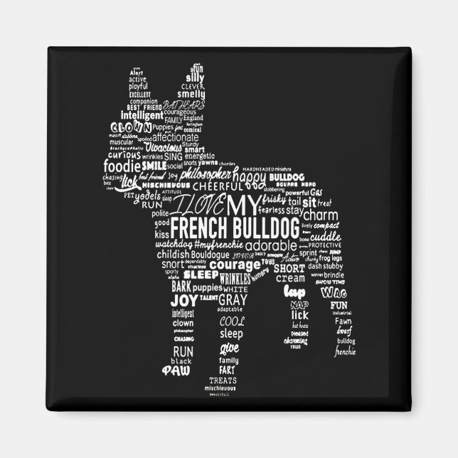 Imán Frenchie Gift | Amo A Mi Perro De Toros Francés (Frente)
