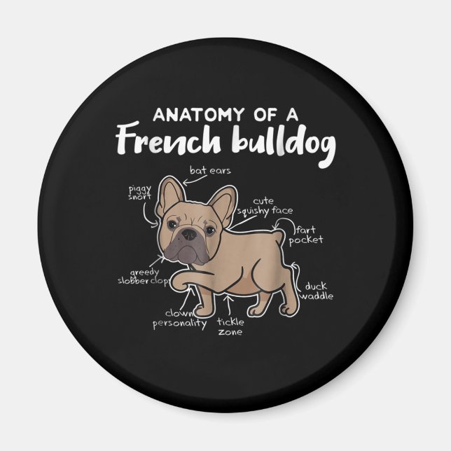 Imán Frenchie Gift | Anatomía De Un Regalo De Bulldog F (Frente)
