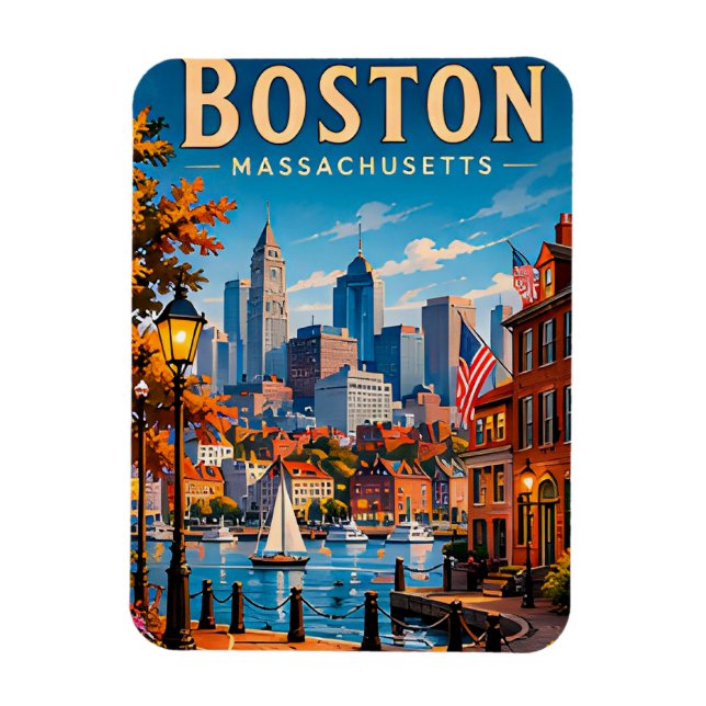 Imán Frente marítimo histórico y horizonte de Boston (Vertical)