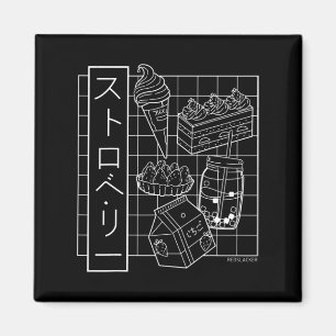 Imán Fresa Anime Japonesa Estética Vaporwave