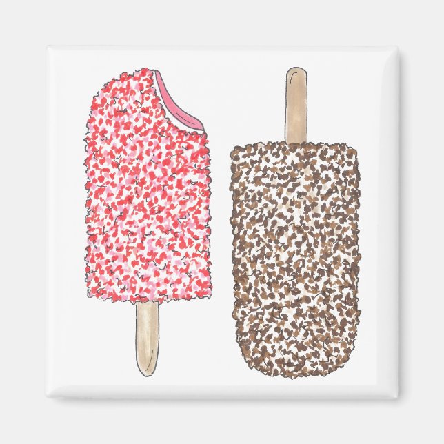 Imán Fresa Chocolate Helado Crema Popsicles Cocina (Frente)