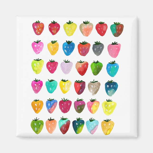 Imán Fresa dulzura linda fruta acuarela (Frente)