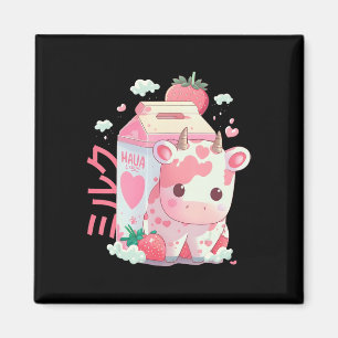 Imán Fresa Leche Leche Agitar Vaca Cartón Cute Kawaii J