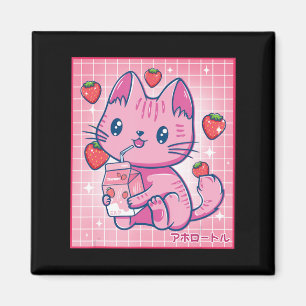 Imán Fresa Sacudir Gato de fresa Kawaii Neko G