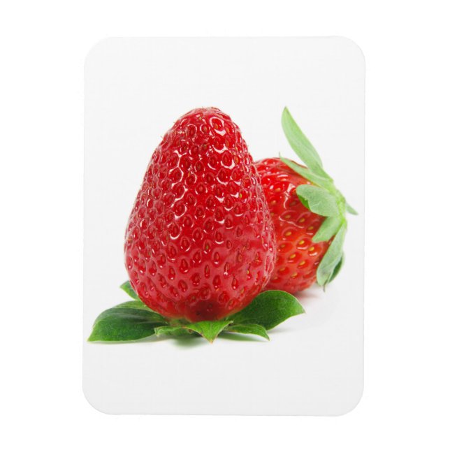 Imán Fresas en blanco (Vertical)