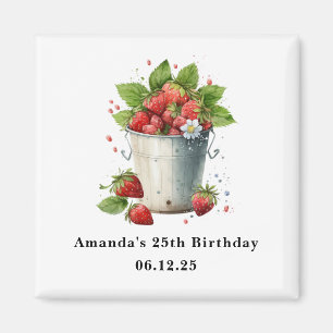 Imán Fresas frescas en cumpleaños de cubo