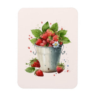 Imán Fresas frescas recolectadas en un cubo