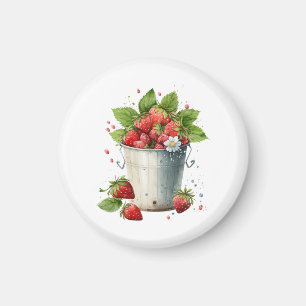 Imán Fresas frescas recolectadas en un cubo