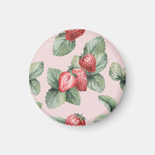 Imán Fresas maduras para el verano: rosa acuarela