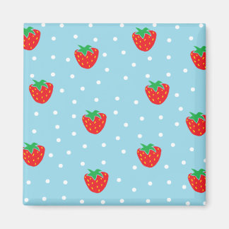Imán Fresas y puntos de polka azules