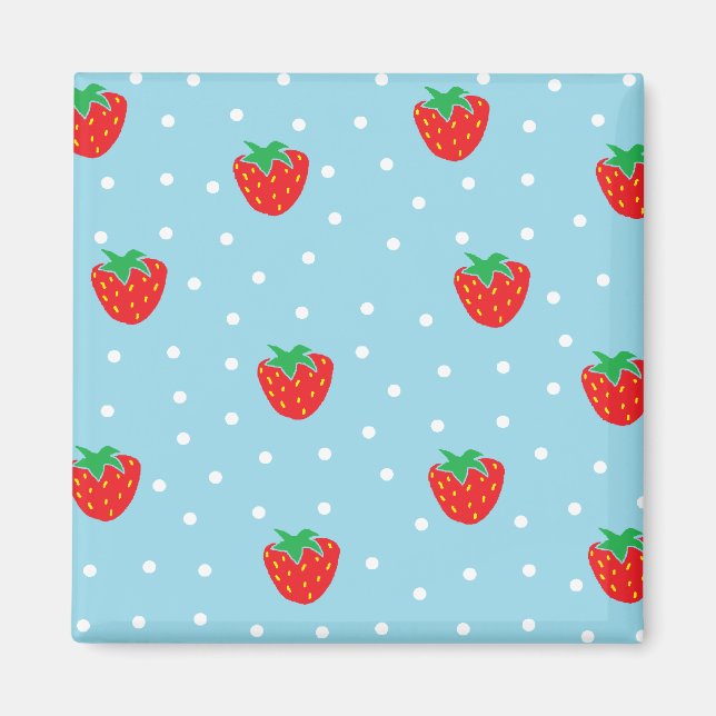 Imán Fresas y puntos de polka azules (Frente)