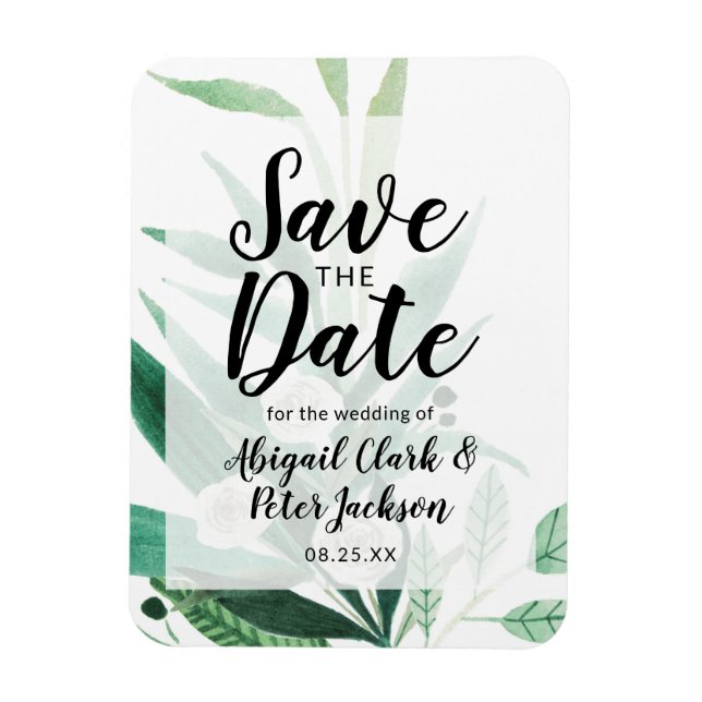 Imán Fresco Foliage Botanical Watercolor Save the Date (Vertical)