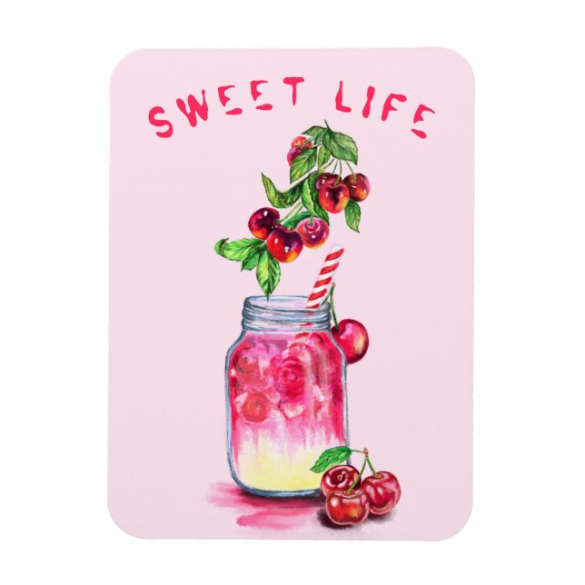 Imán fresco para beber cerezo - Texto Personalizad (Vertical)