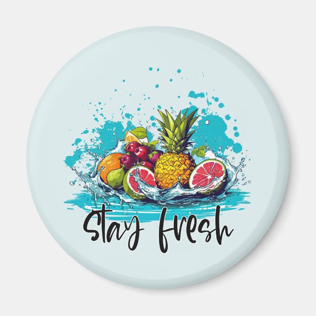 Imán Fresco resistente - Verano - Frutas tropicales acu (Frente)