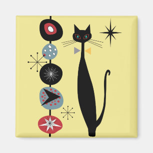 Imán fresco v1 del gato del MCM de la era atómic