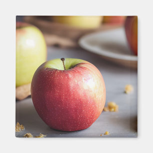Imán Fresh red apples on the table, apple pie crumbs