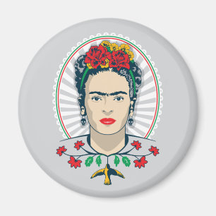 Imán Frida Kahlo Floral de época