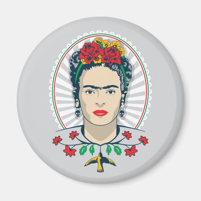 Imán Frida Kahlo | Floral de época (Frente)