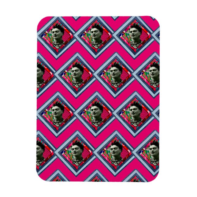 Imán Frida Kahlo Retro Denim Diamond (Vertical)