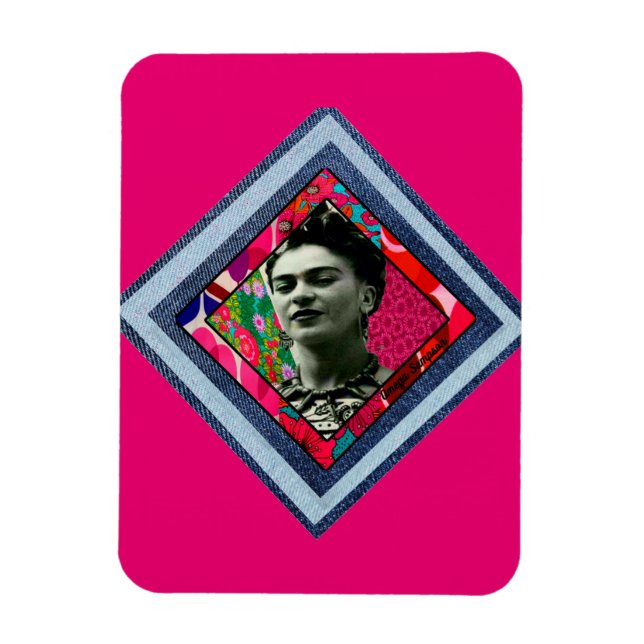 Imán Frida Kahlo Retro Denim Diamond (Vertical)