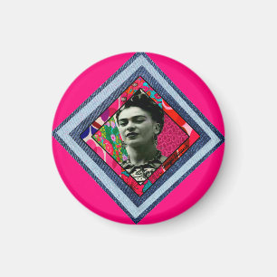 Imán Frida Kahlo Retro Denim Diamond