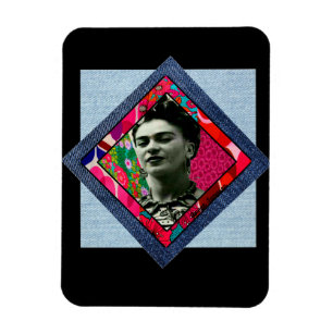 Imán Frida Kahlo Retro Pink Denim