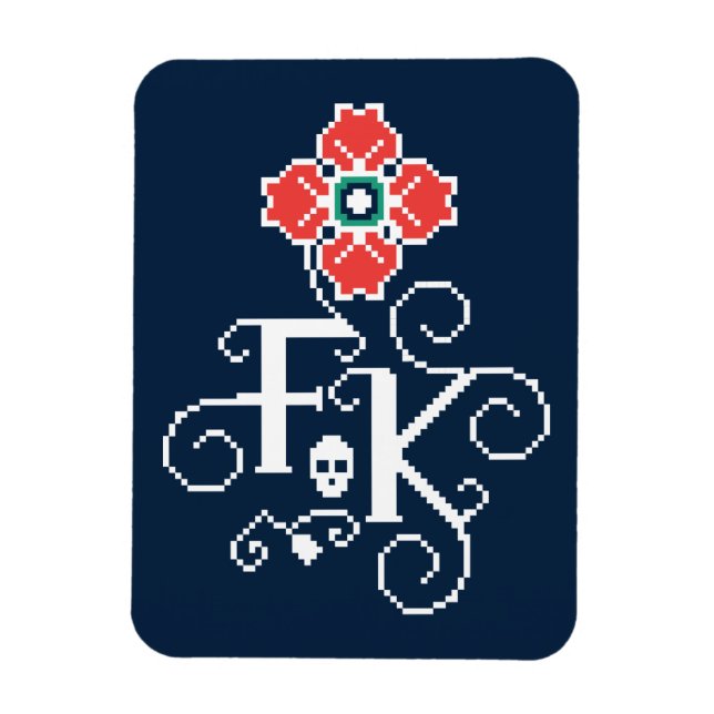 Imán Frida Kahlo | Tributo floral (Vertical)