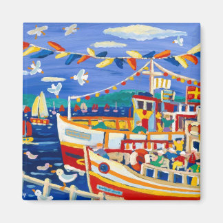 Imán Fridge Art: Gorras de Beany y Boats de Placer