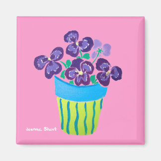 Imán Fridge Art: Montones de ollas de pansies morados