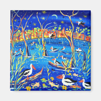 Imán Fridge Art: Pelican Roost, Banrock Station
