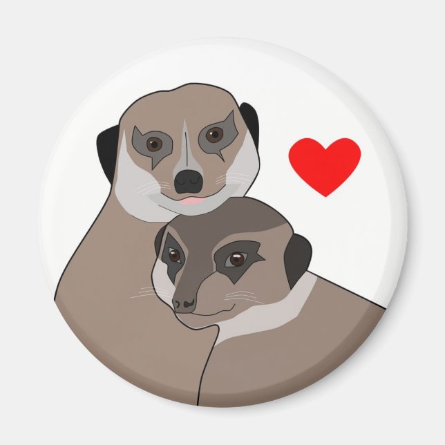 Imán Fridge-Magnet "Meerkats in Love" (Frente)