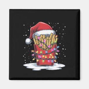 Imán Fries franceses árboles de navidad Santa Hat ilumi