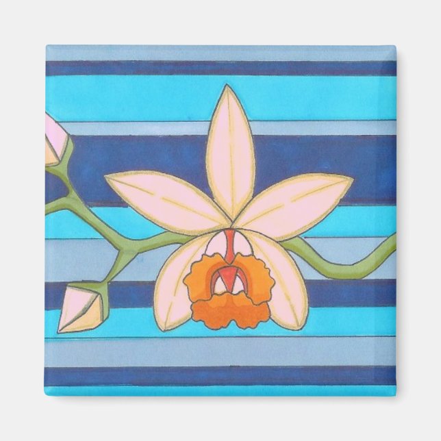 Imán Frigorífico de Personalizado de flores de orquídea (Frente)